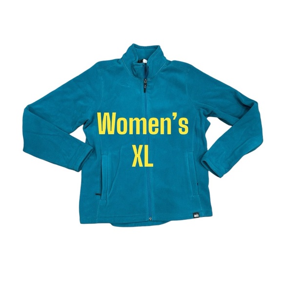 Womens REI Co-op XL 16 - 18 Full Zip Aqua Teal Fleece Shirt Top Long Sleeve Logo - Picture 2 of 9